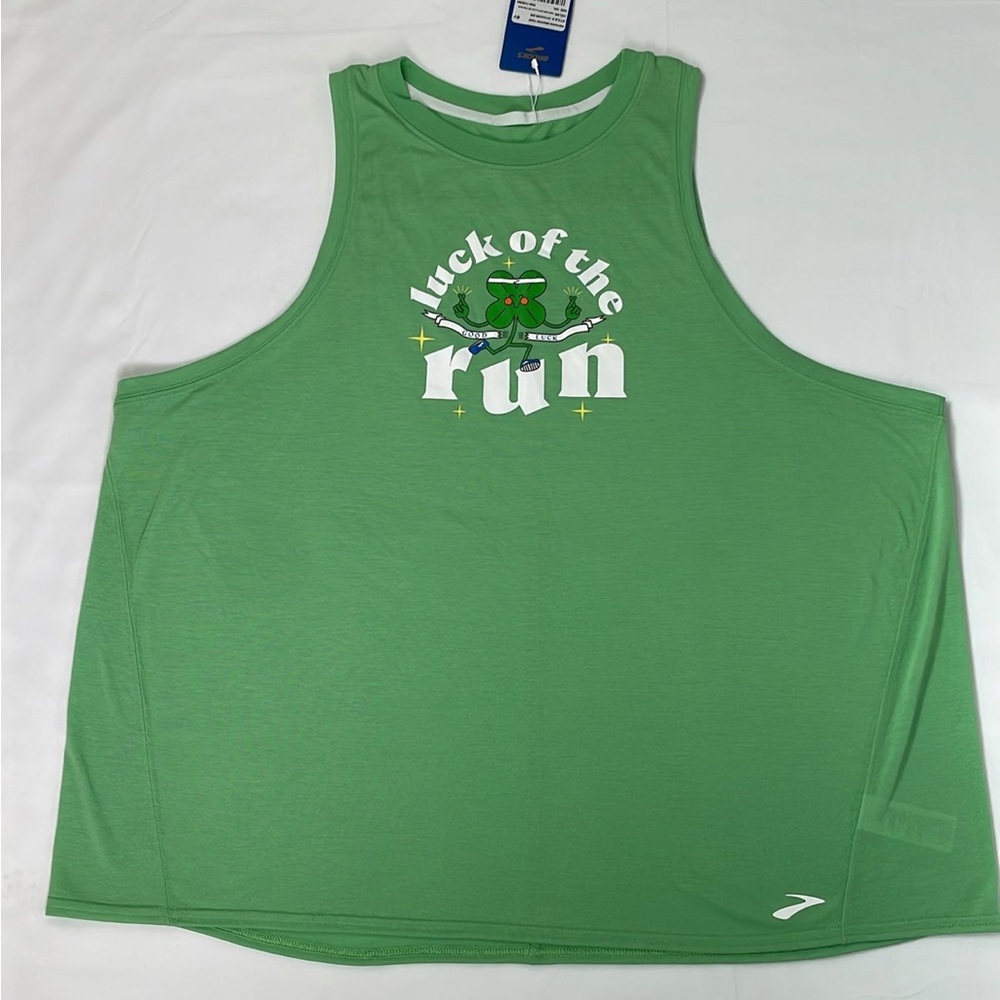 Brooks NWT Green tank Top SzXL X-LARGE luck run St Paddy’s Irish green running